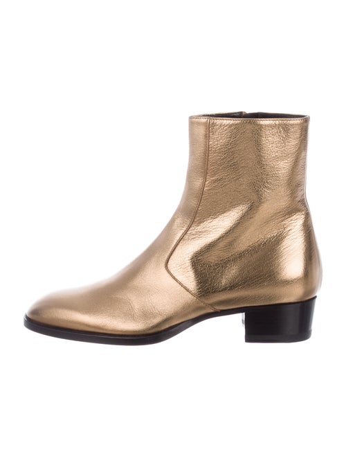 Saint Laurent Leather Boots Gold