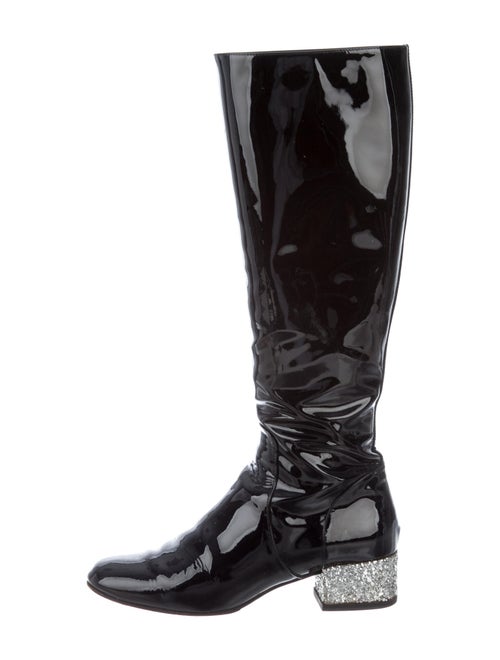 Saint Laurent Patent Leather Riding Boots Black