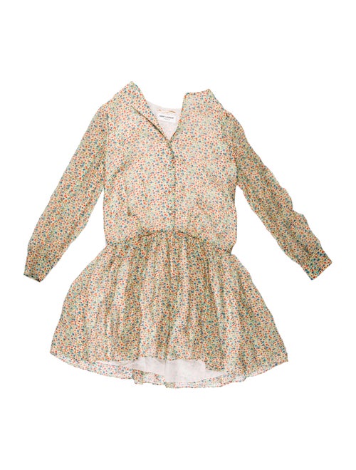 Saint Laurent Silk Mini Dress Green