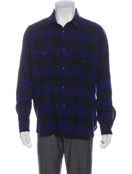 Saint Laurent Oversized Plaid Print Dress Shirt Bl