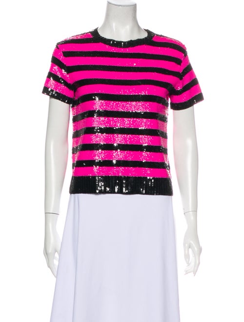 Saint Laurent Striped Crew Neck T-Shirt Black