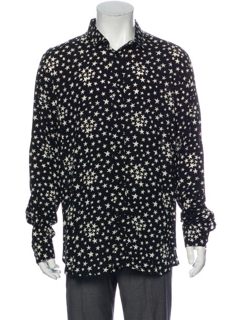 Saint Laurent Star Printed Dress Shirt Black