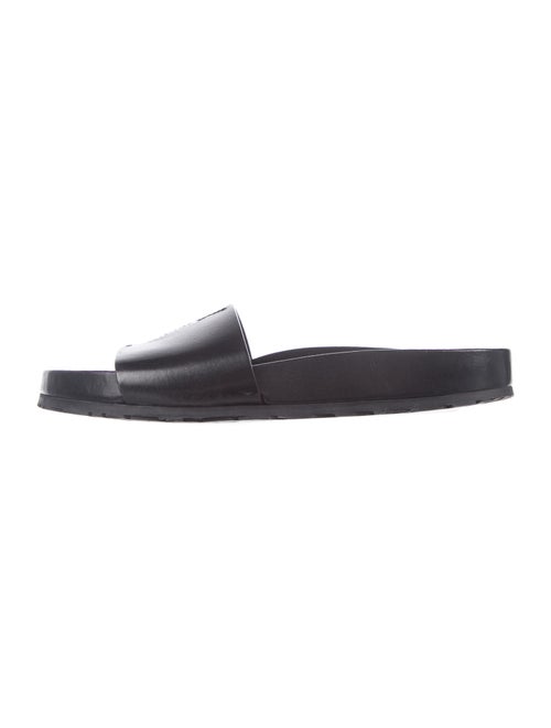 Saint Laurent Leather Slides Black