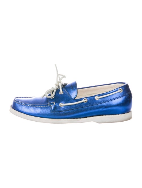 Saint Laurent Leather Boat Shoes Blue
