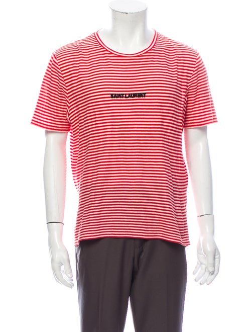 Saint Laurent Striped Knit Logo T-Shirt Striped T-