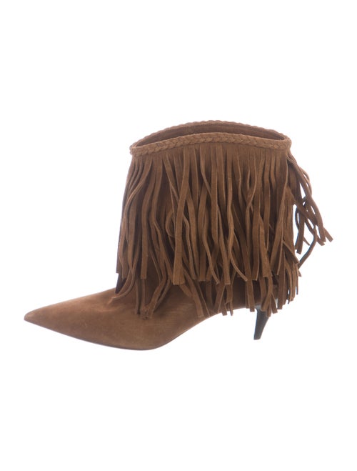 Saint Laurent Charlotte Suede Western Boots Brown
