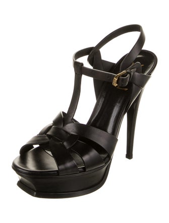 Saint Laurent Tribute Leather T-Strap Sandals