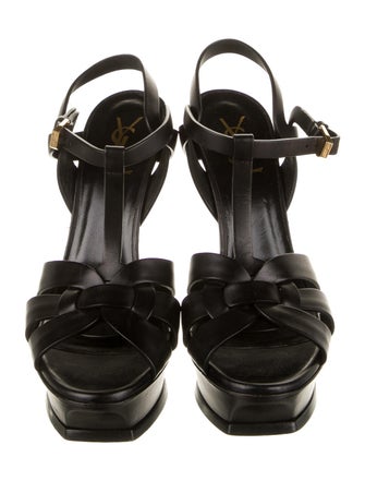 Saint Laurent Tribute Leather T-Strap Sandals