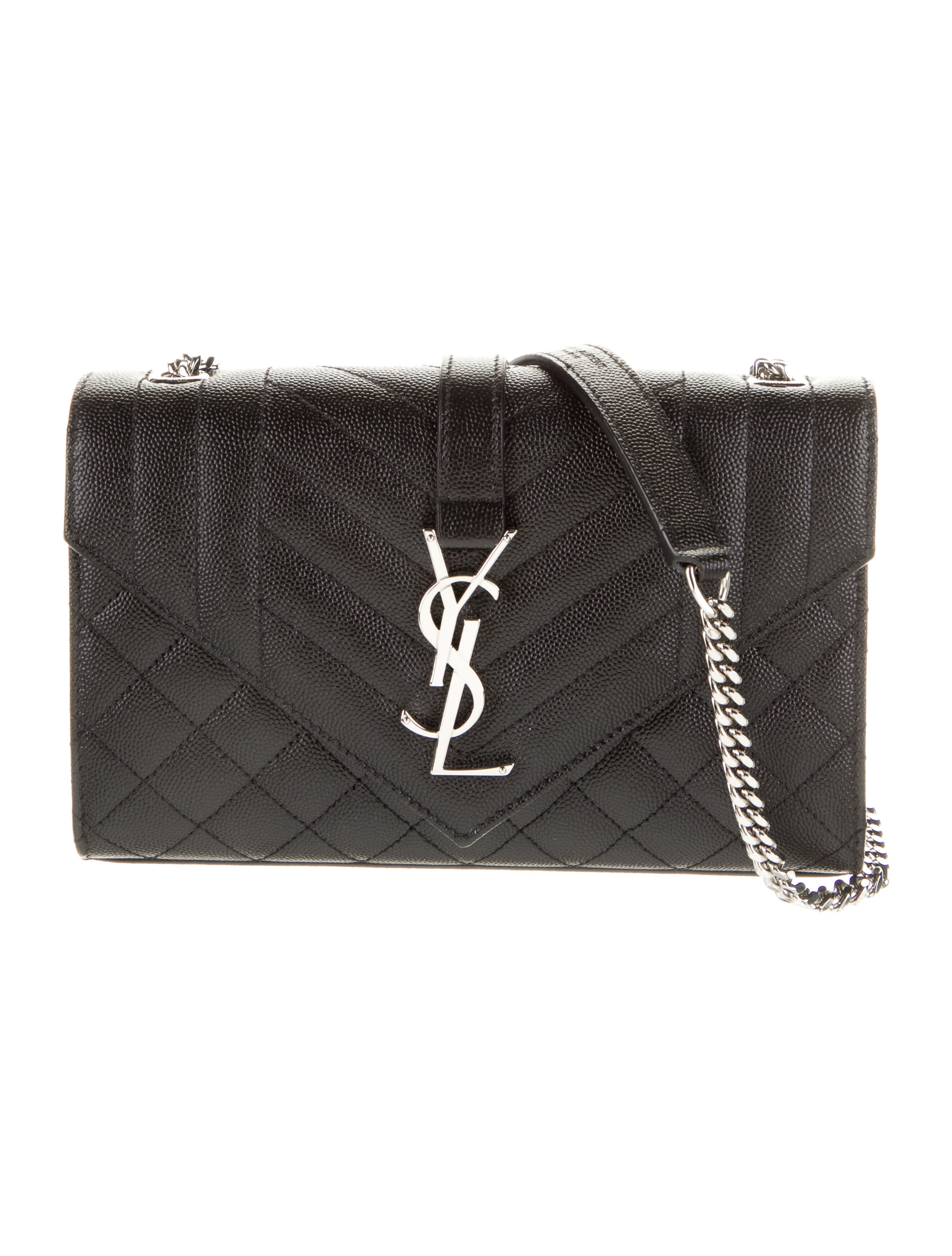 Saint Laurent Small Monogram Triquilt Envelope Chain Bag Black
