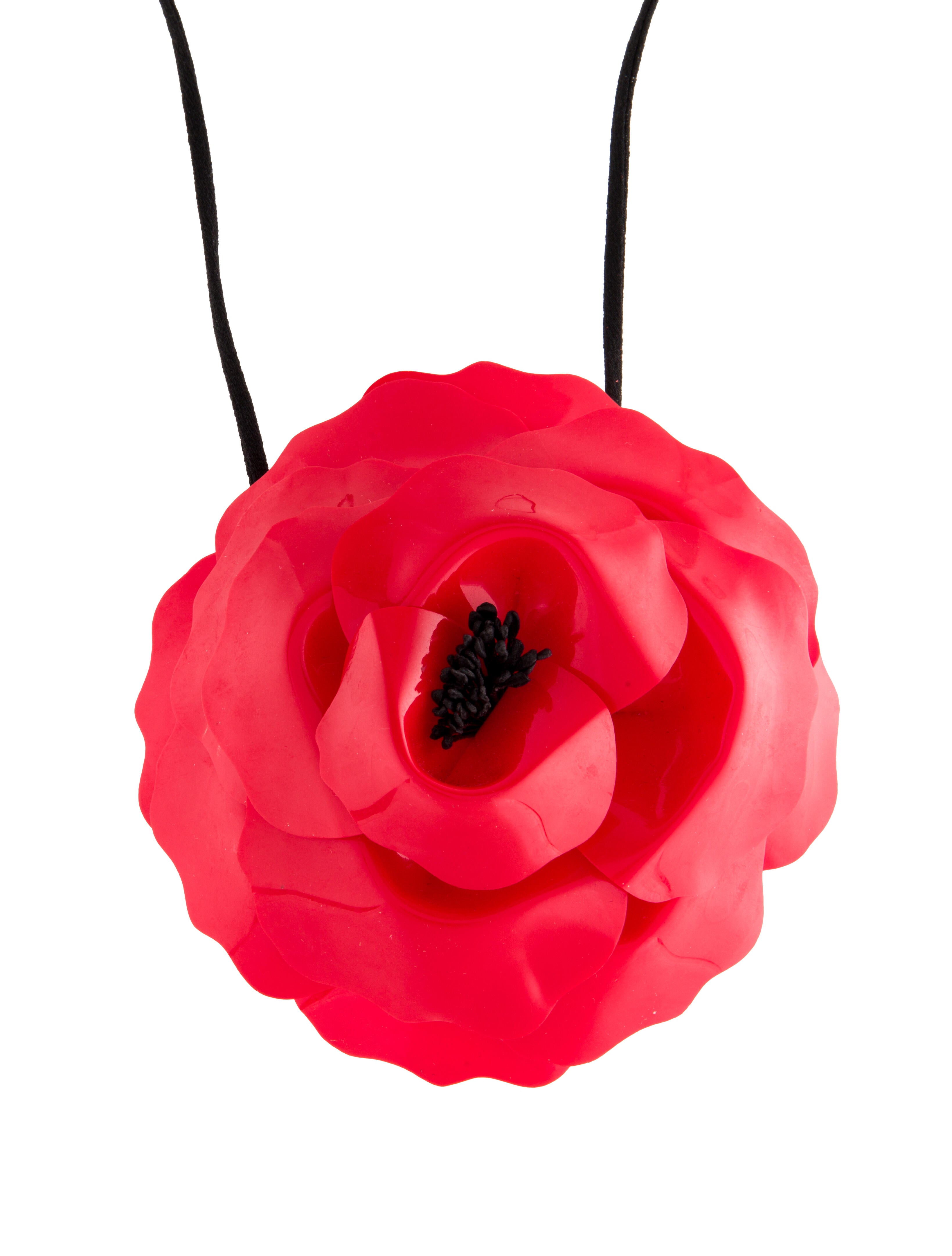 Saint Laurent Flower Choker Necklace Red, Brass Choker, Necklaces