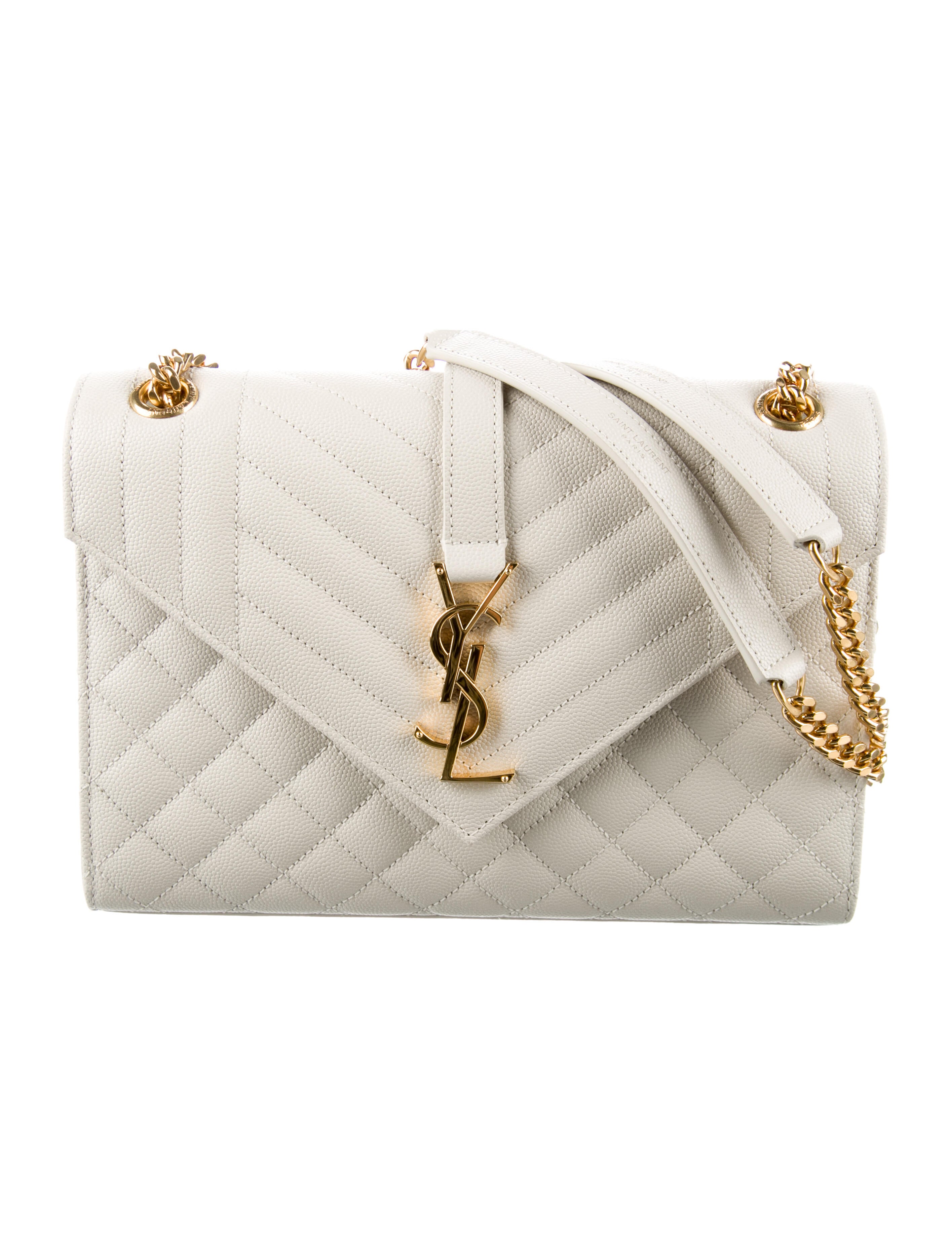Saint Laurent Leather Medium Envelope Crossbody Bag White Crossbody