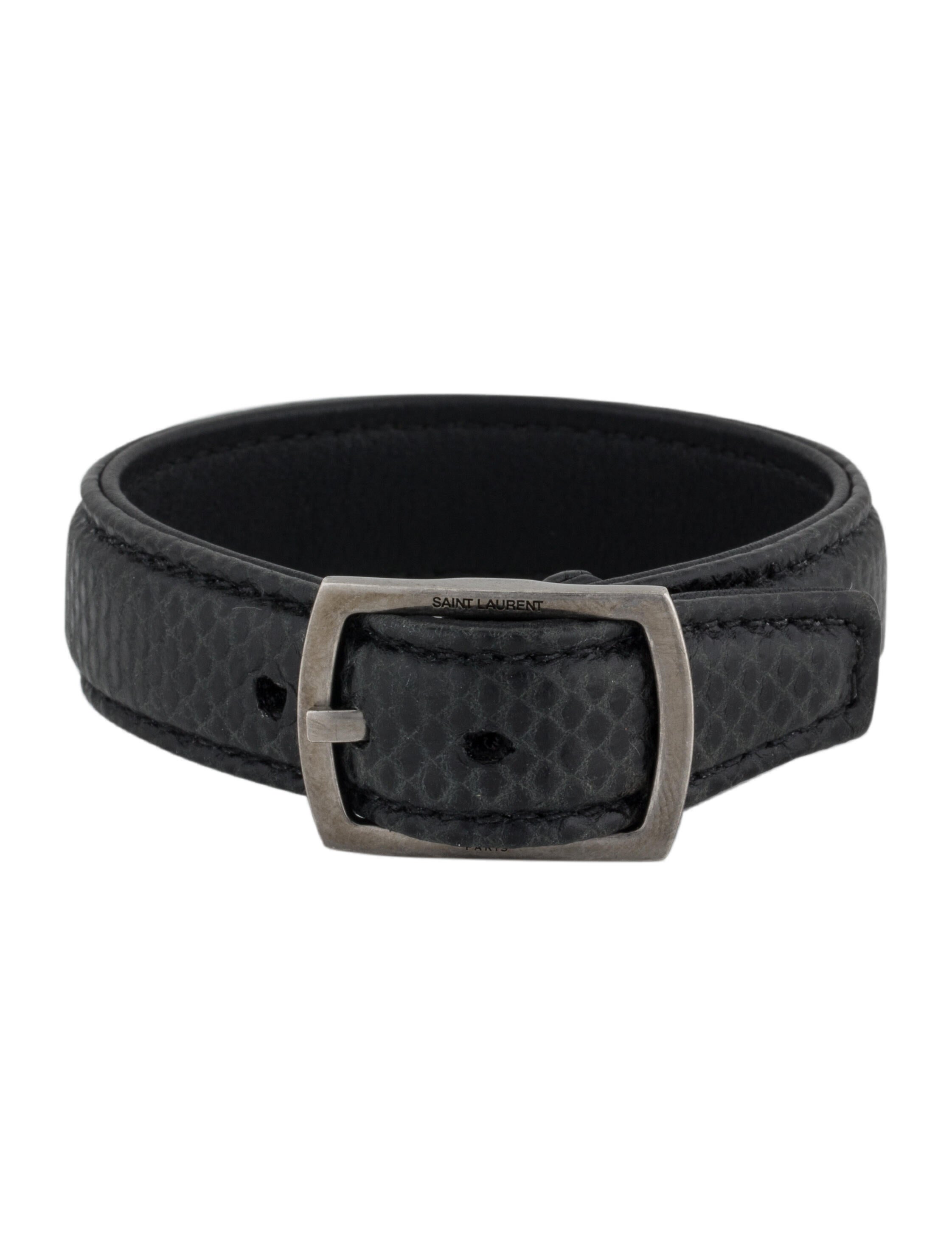 Saint Laurent Leather Snake Buckle Bracelet