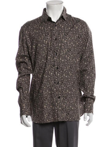 Saint Laurent Dress Shirts Floral Print Long Sleeve Shirt Us16.5, It42 | XL