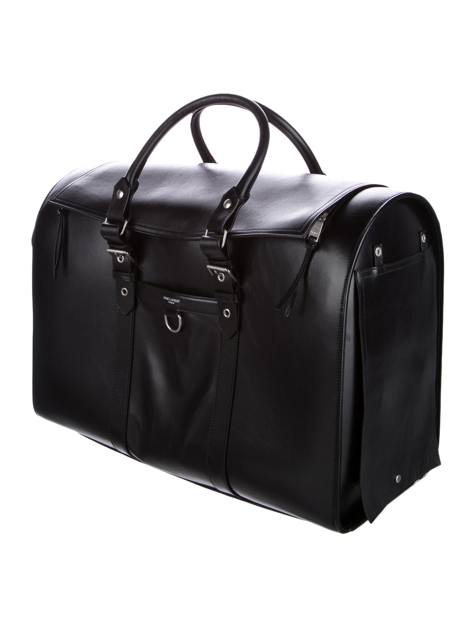 Saint Laurent Smooth Leather Pet Carrier Black Pet Accessories, Decor