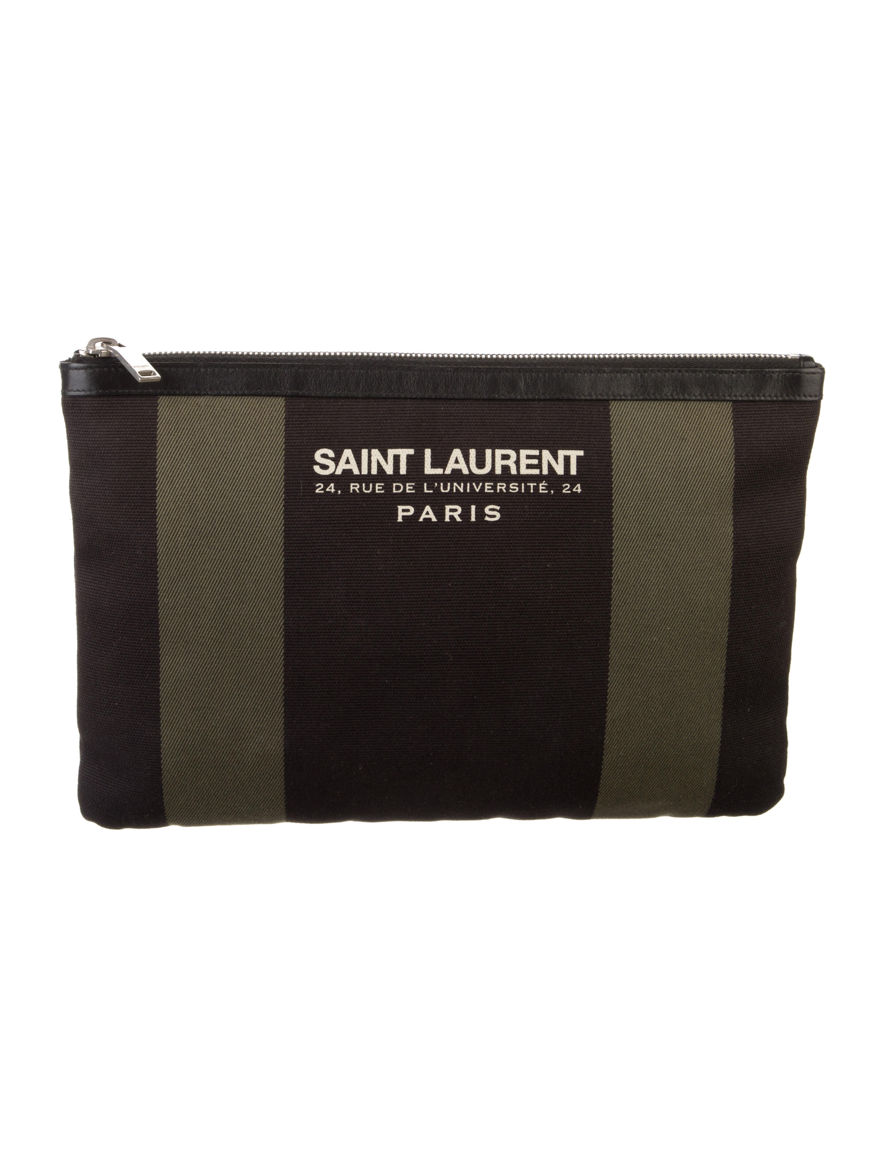 Saint Laurent Beach Zip Pouch Green Portfolios & Pouches, Bags