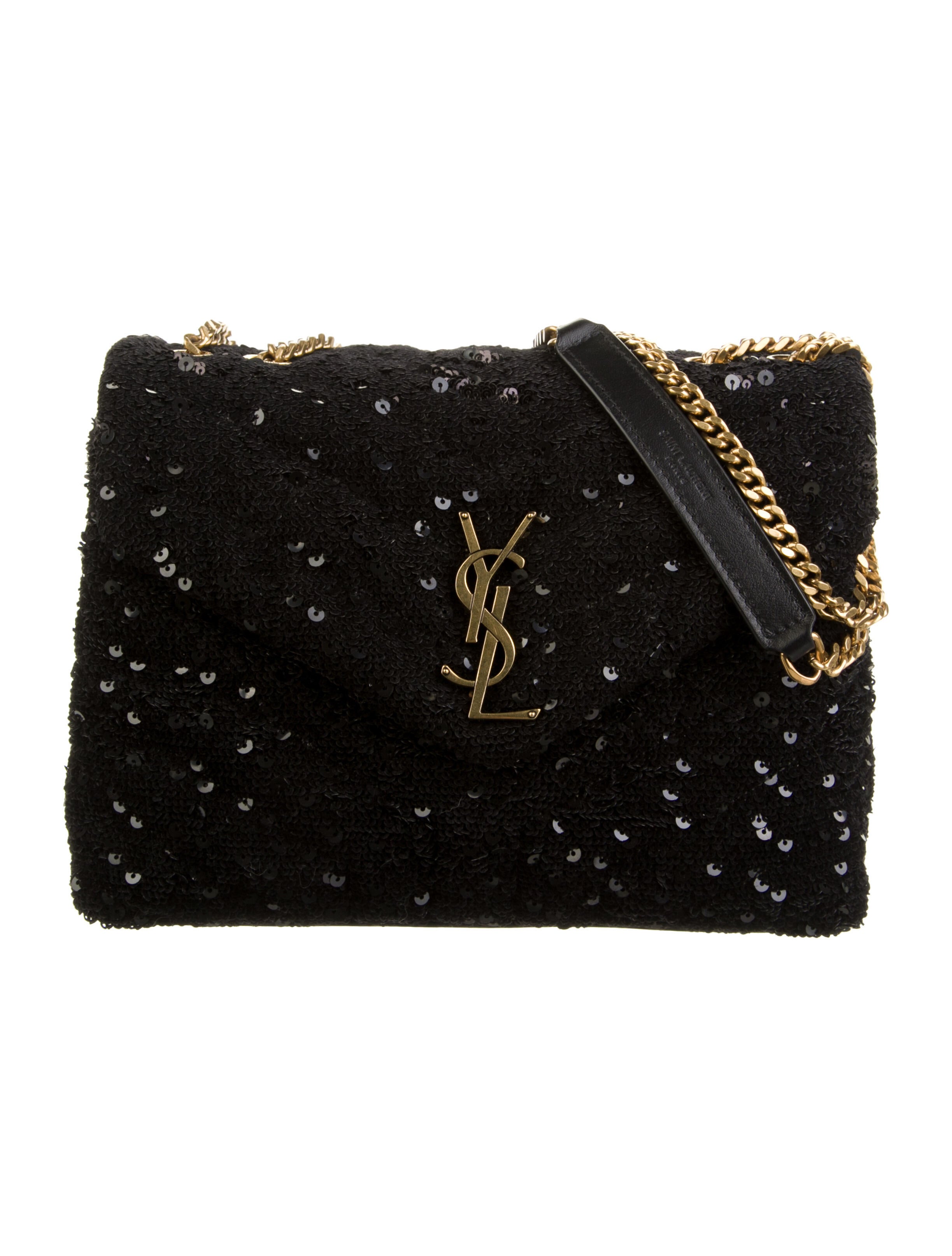 Saint Laurent Monogram Envelope Star Explosion Wallet On Chain Black