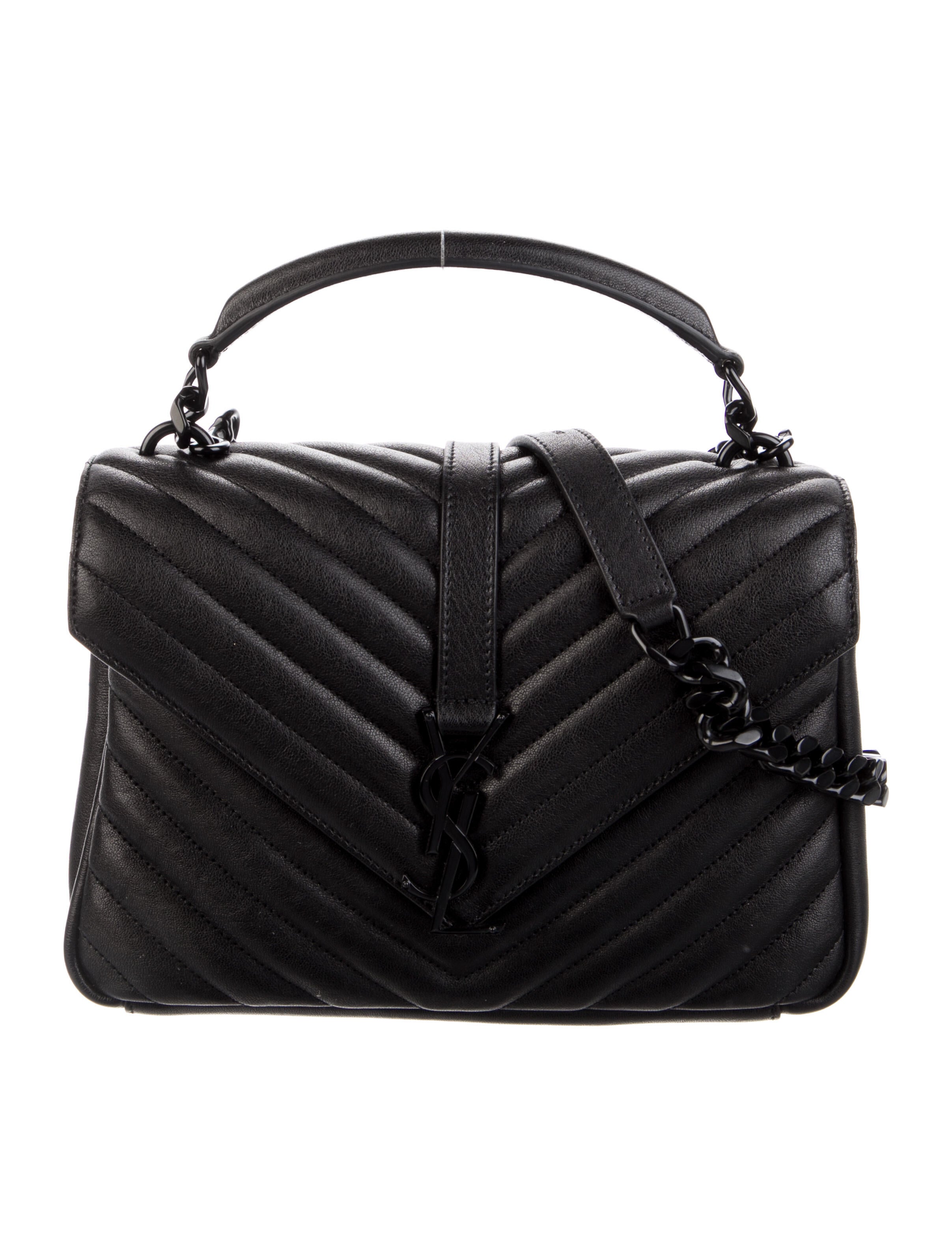 Saint Laurent Medium Matelassé Collège Shoulder Bag Black Crossbody