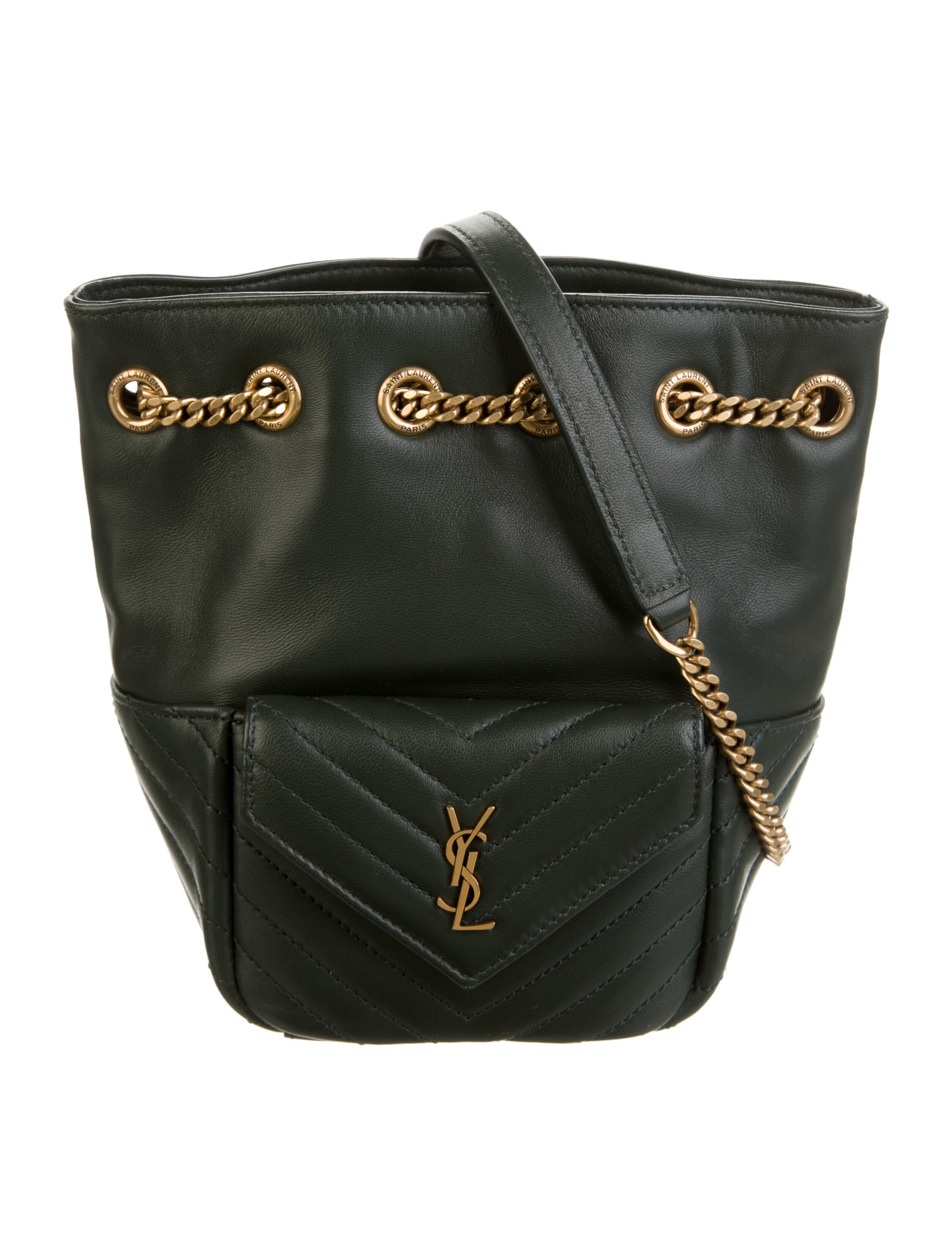 Saint Laurent 2022 Monogram Mini Joe Bucket Bag Green Bucket Bags