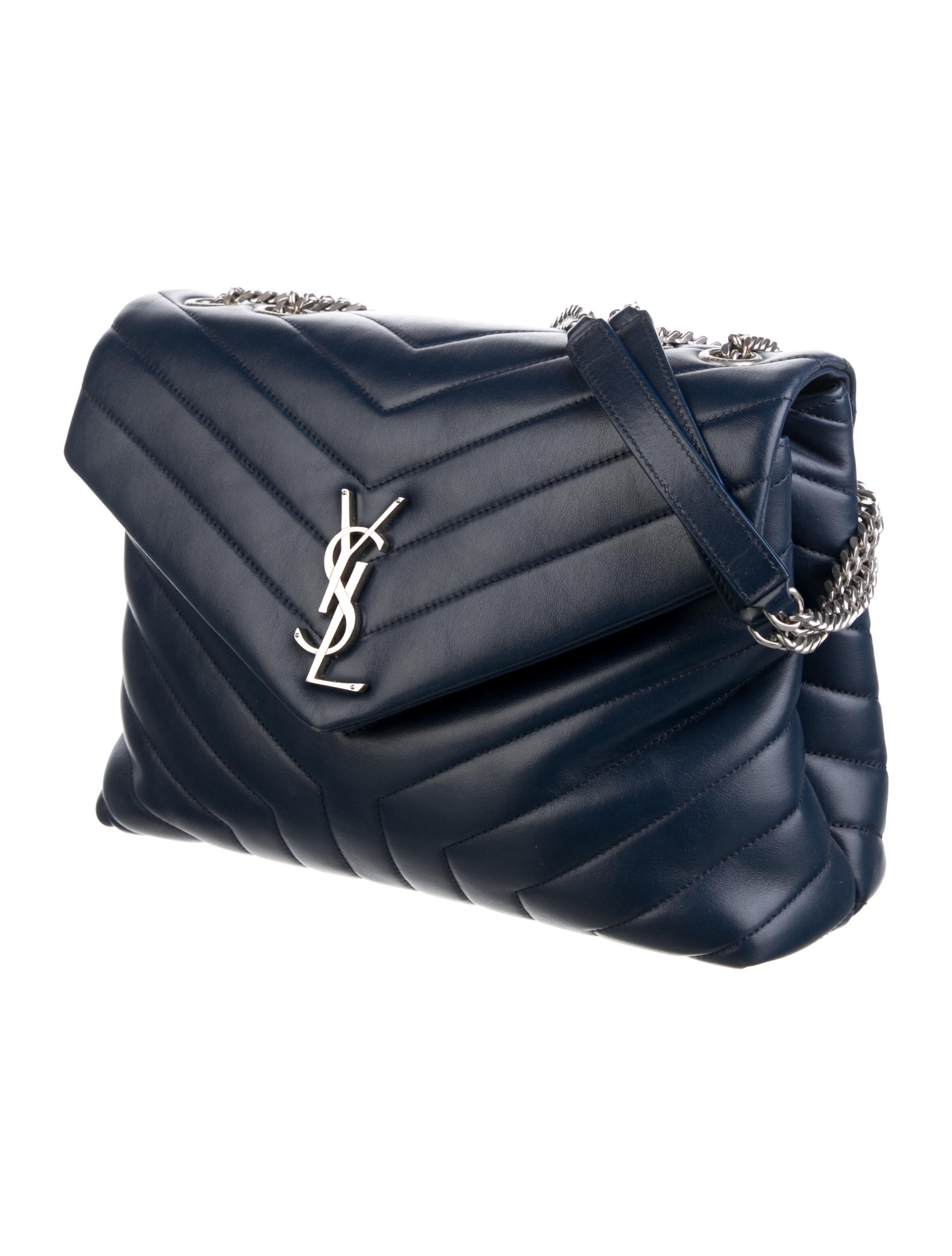 Saint Laurent Medium LouLou Monogram Chain Bag Blue Shoulder Bags