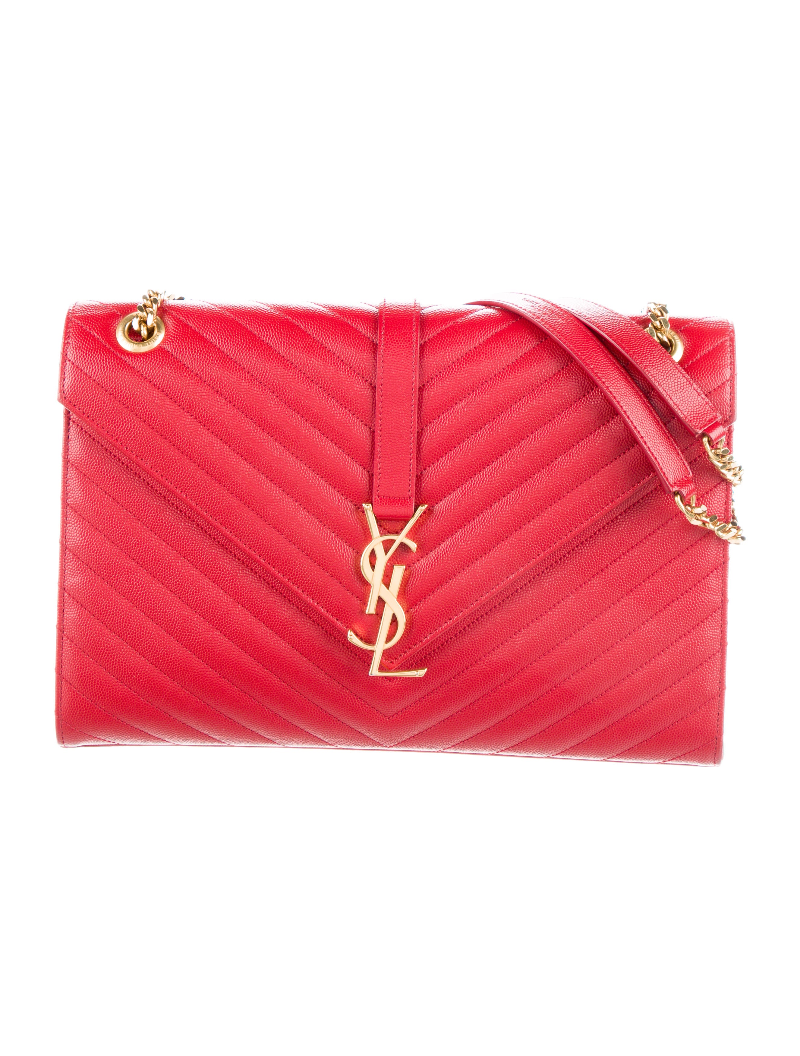 Saint Laurent Monogram Large Envelope Shoulder Bag Red Shoulder Bags