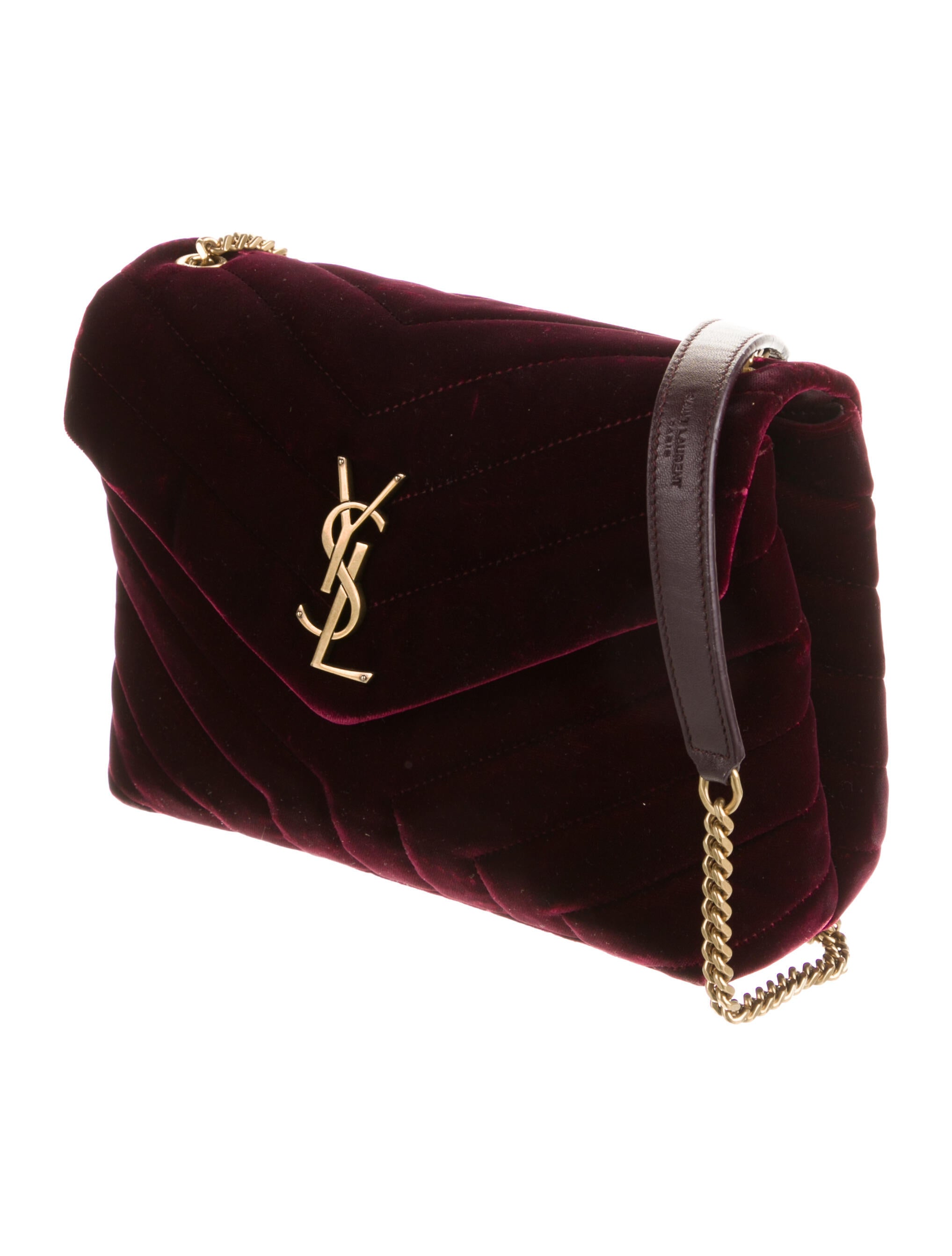 Saint Laurent Monogram Loulou Shoulder Bag Burgundy Crossbody Bags