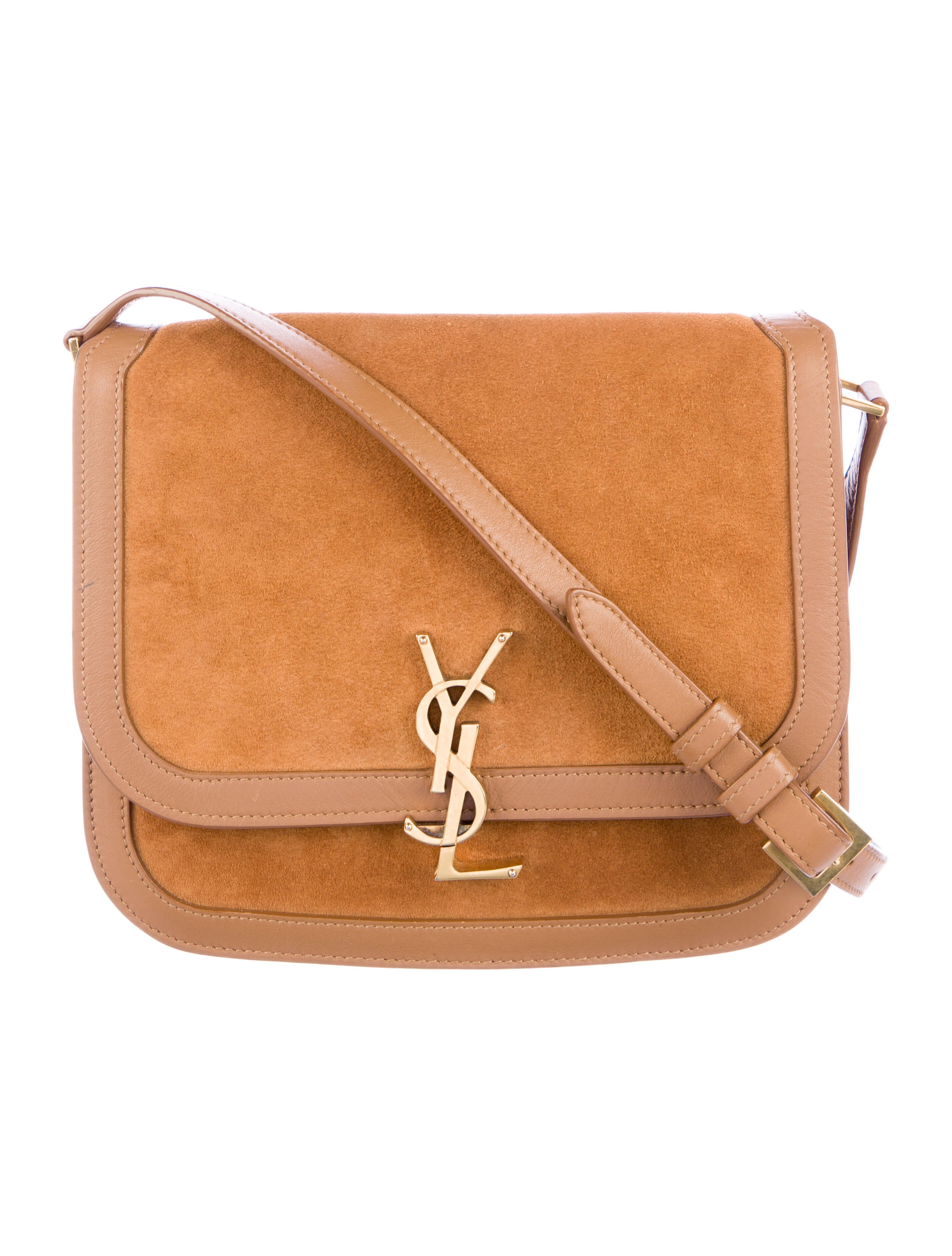 Saint Laurent Monogram Suede Solferino Crossbody Bag Brown Crossbody