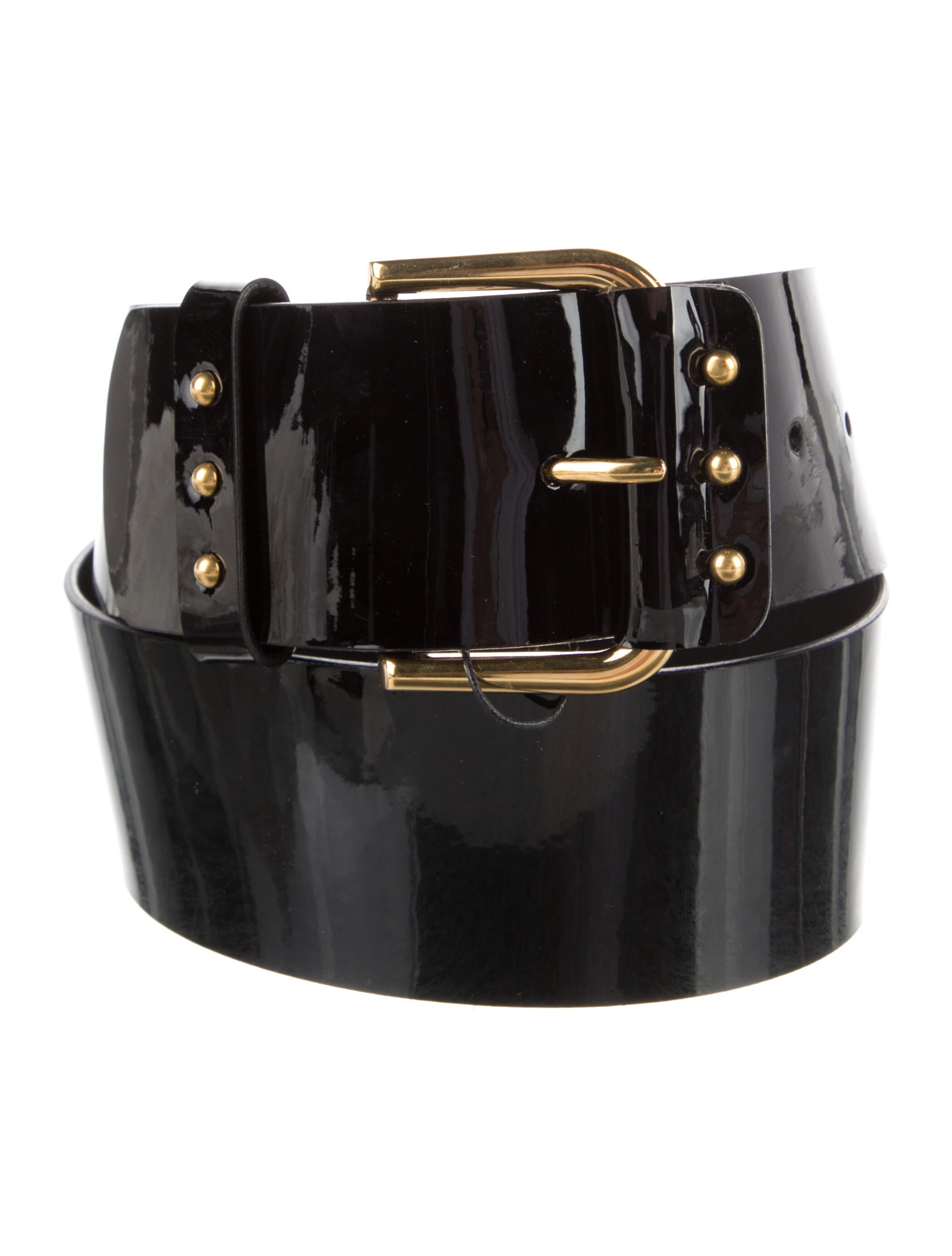 Saint Laurent Wide Patent Leather Belt Black Belts, Accessories