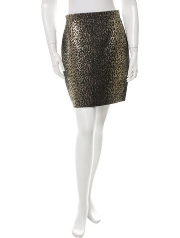 Saint Laurent Cheetah Brocade Skirt