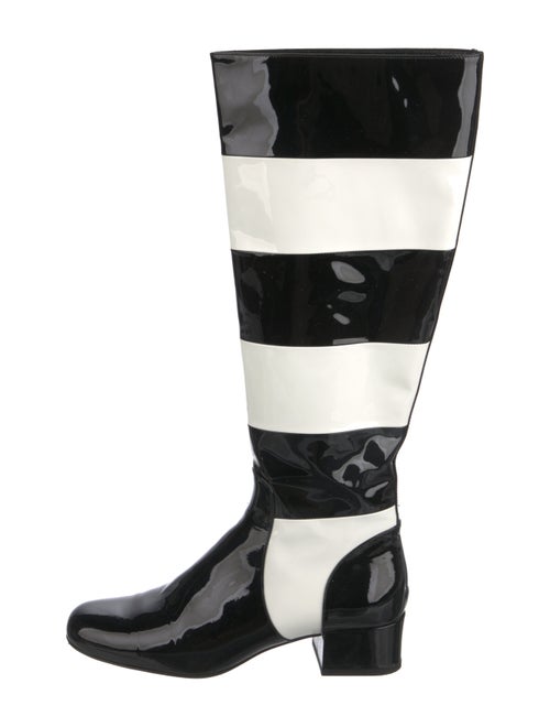 Saint Laurent Patent Leather Striped Rain Boots