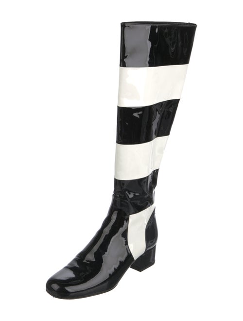 Saint Laurent Patent Leather Striped Rain Boots