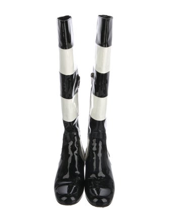 Saint Laurent Patent Leather Striped Rain Boots