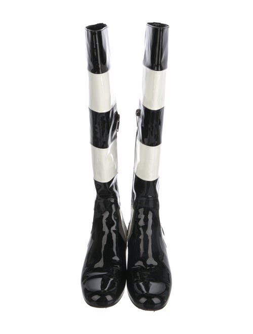 Saint Laurent Patent Leather Striped Rain Boots