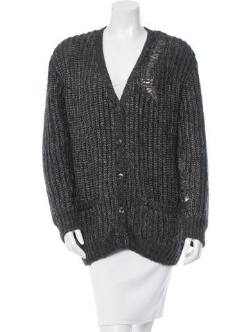 Saint Laurent Open Knit V-Neck Cardigan