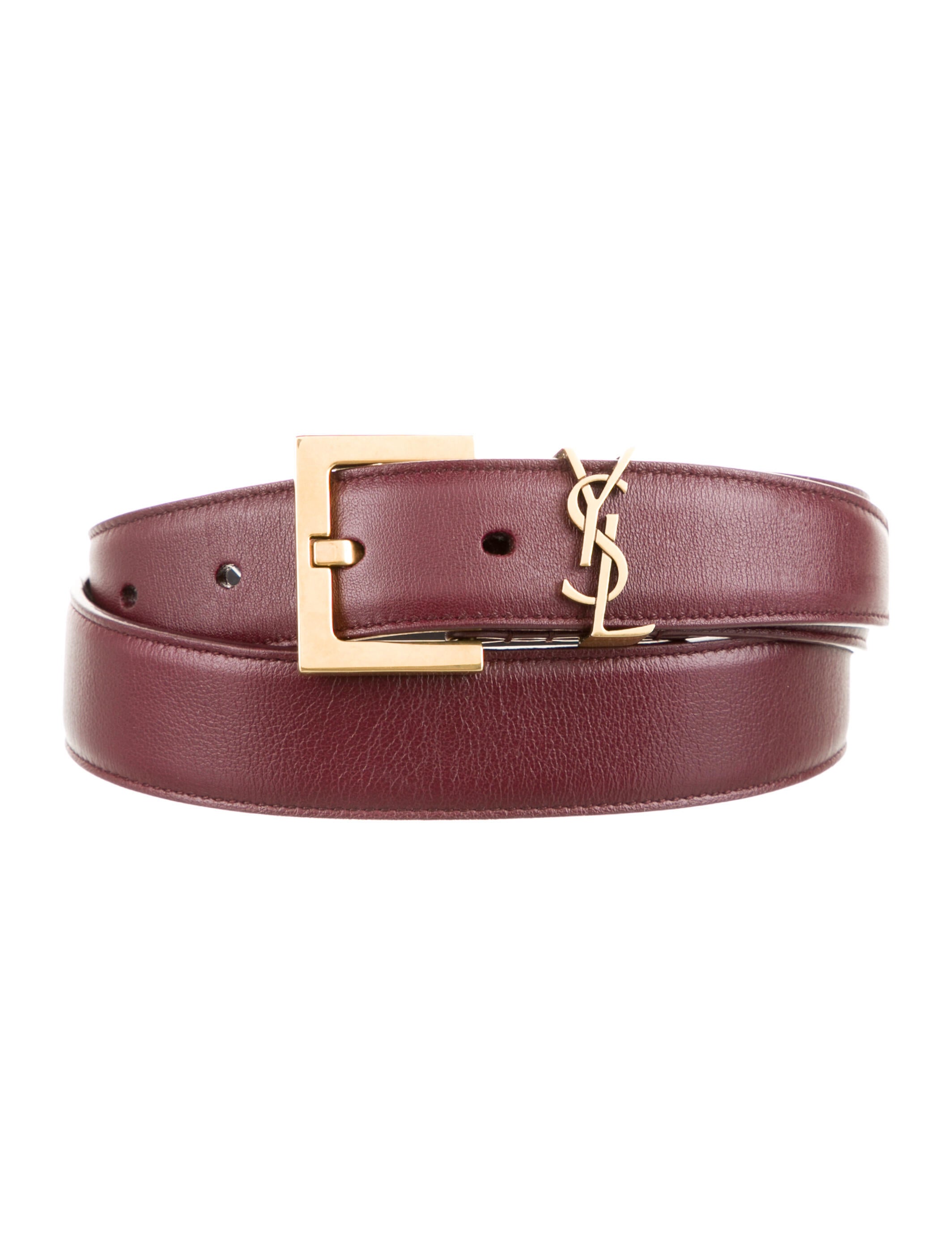 Saint Laurent Leather Belt - Burgundy Belts, Accessories