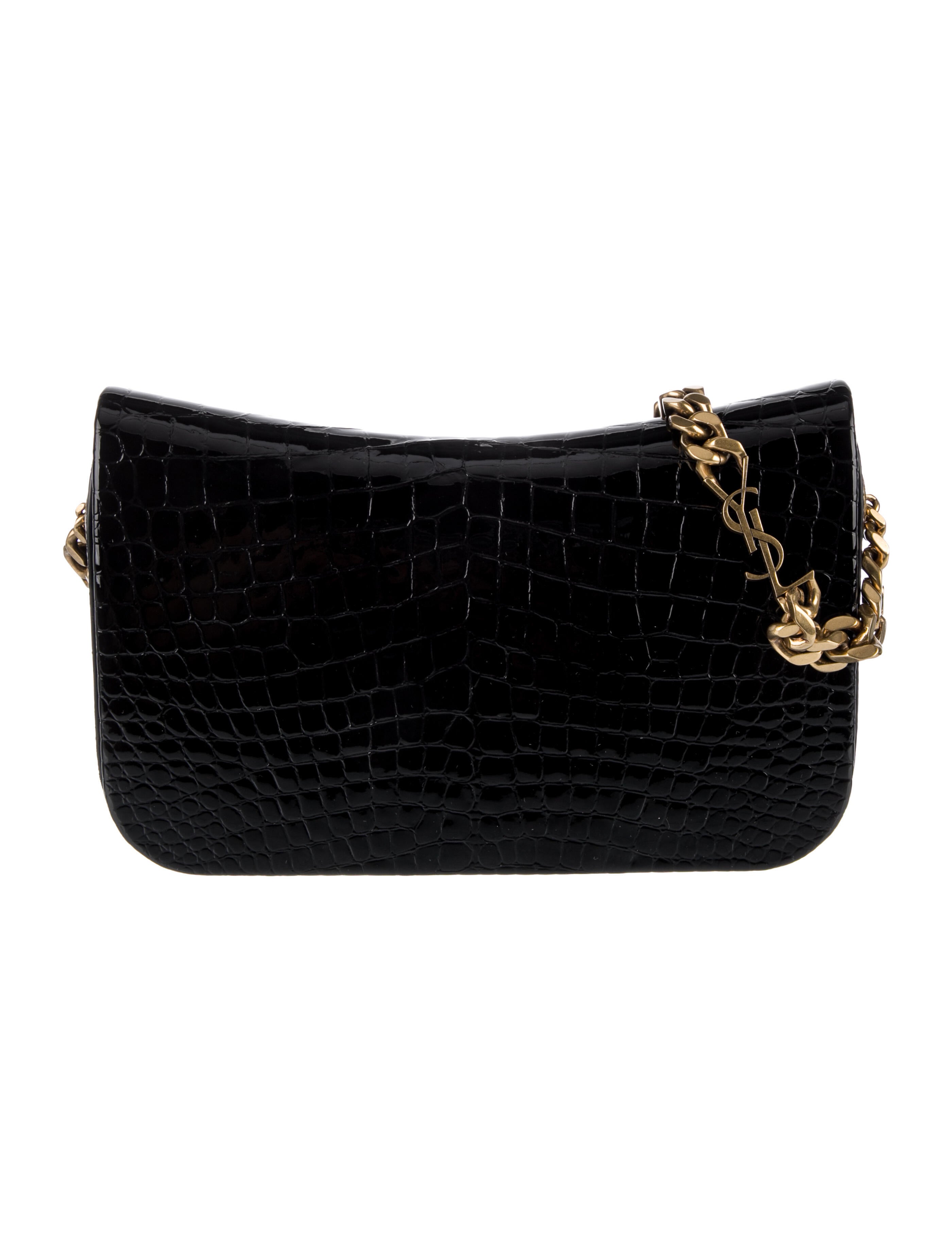 Saint Laurent 2020 Embossed Elise Shoulder Bag Black Shoulder Bags