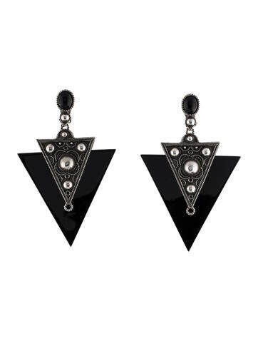 Saint Laurent Clip-On Resin Geometric Drop Earrings