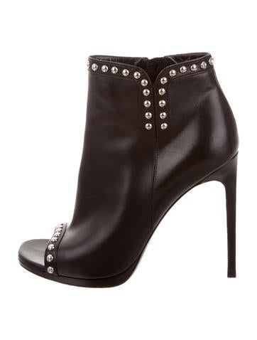 Saint Laurent Leather Embellished Ankle Boots