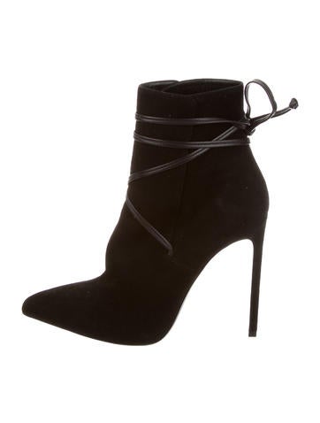 Saint Laurent Suede Pointed-Toe Booties