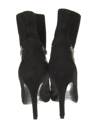 Saint Laurent Suede Chain-Link Accents Boots