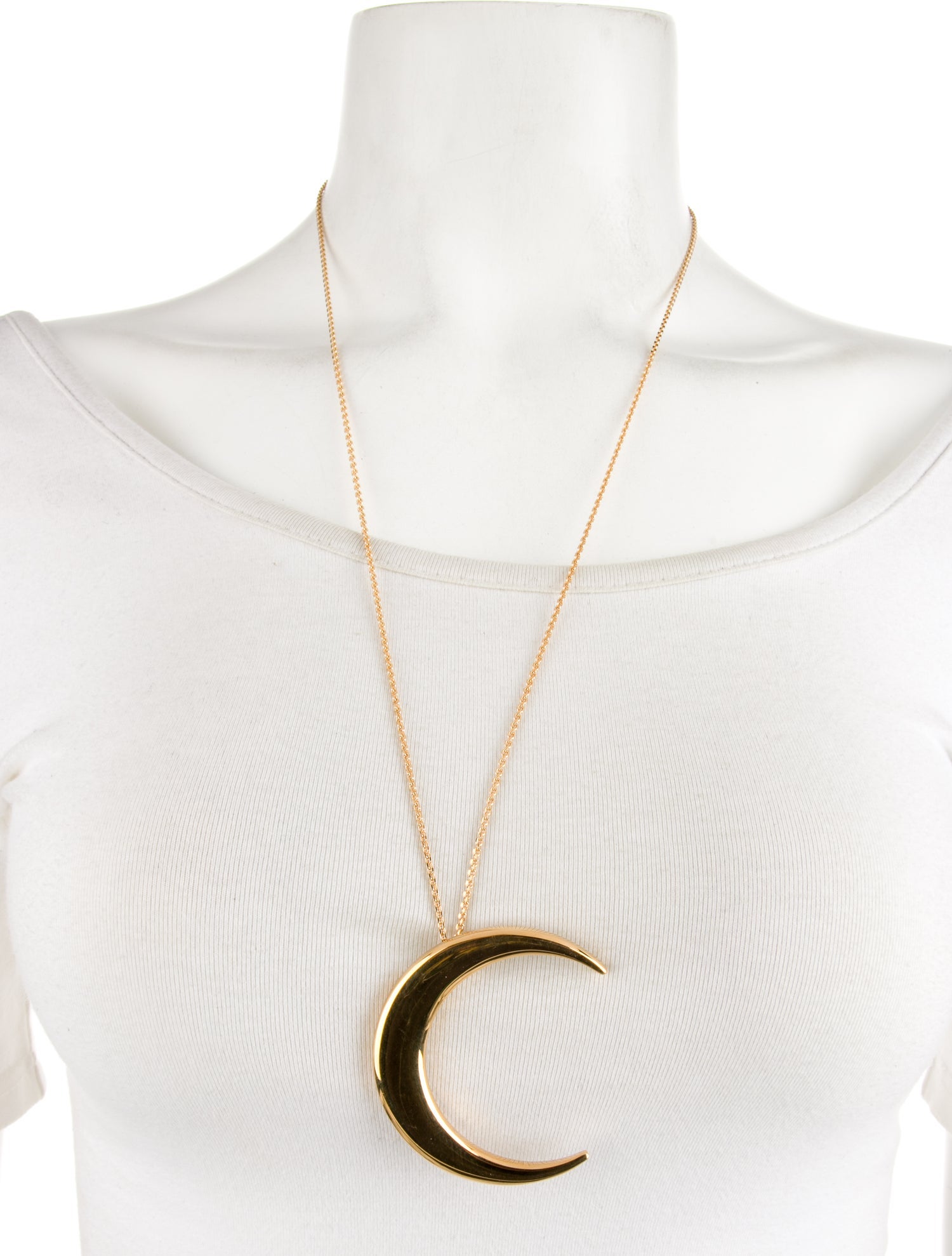 アクセサリー SAINT LAURENT CRESCENT MOON Pendant Saint Laurent Crescent Moon Pendant Necklace - Gold-Tone