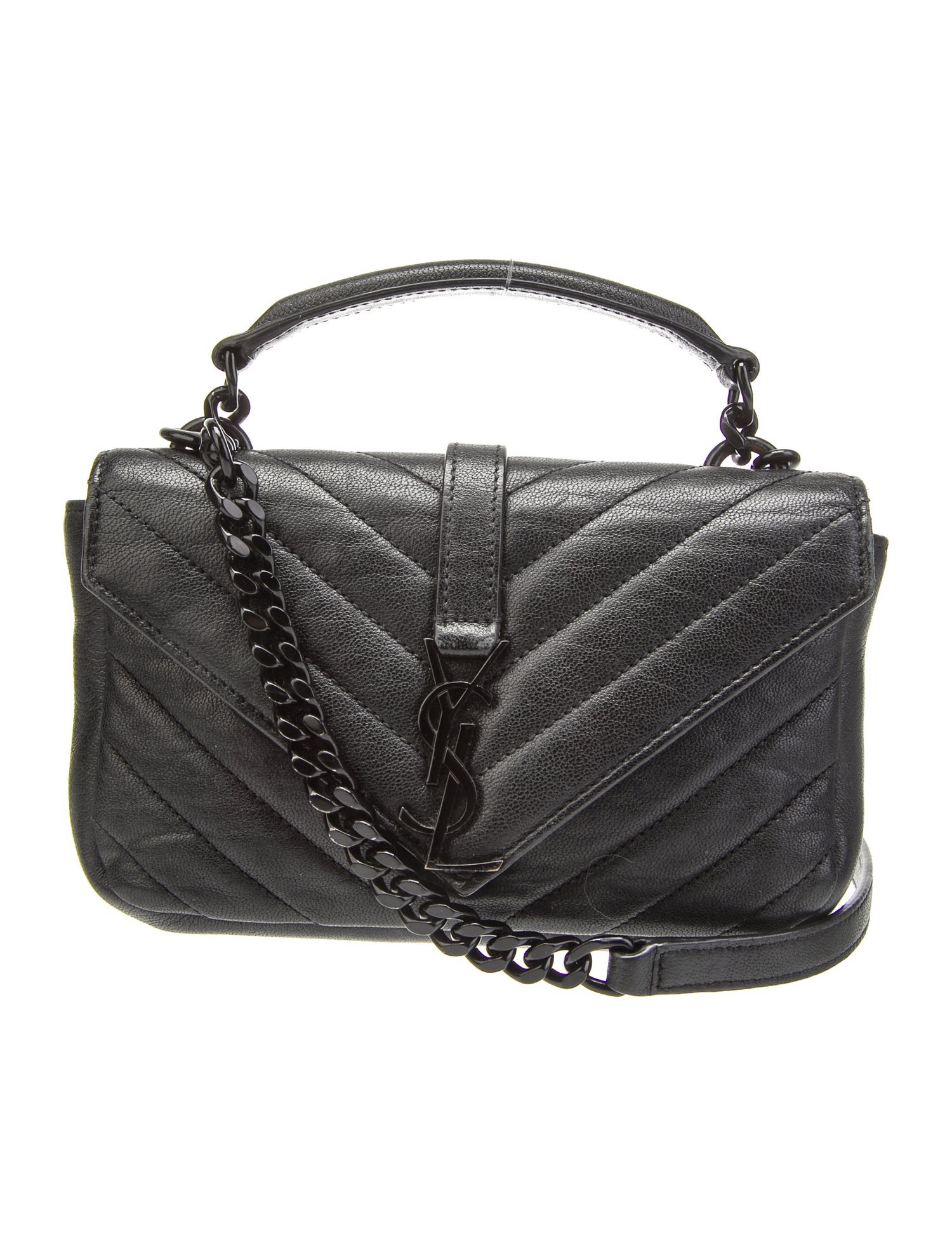 Saint Laurent Monogram Matelassé Collège Chain Wallet Black Crossbody