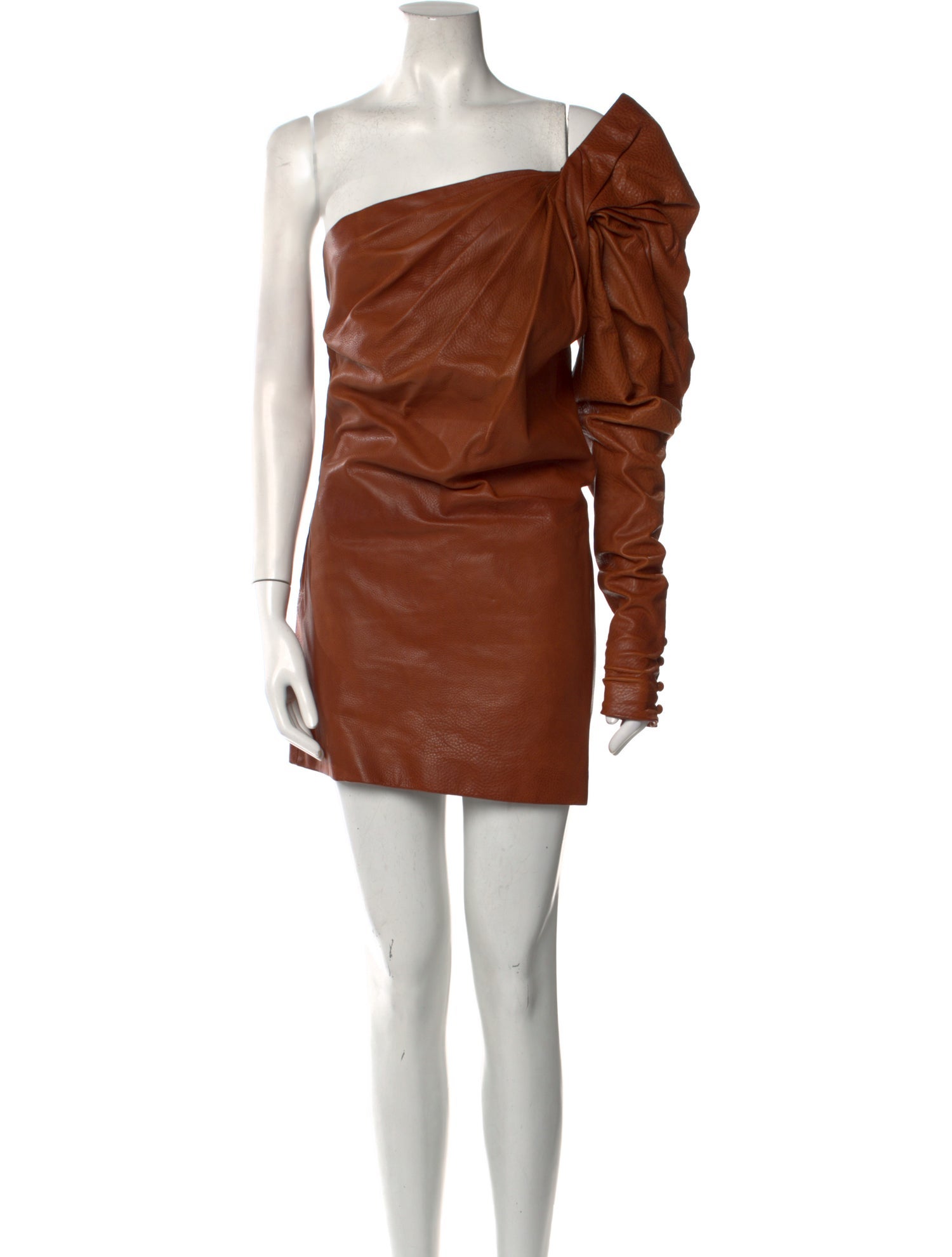 Saint Laurent Calf Leather Mini Dress