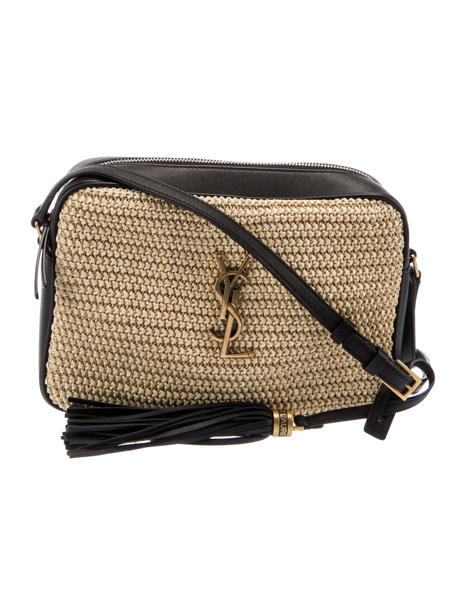 Saint Laurent Monogram Raffia Lou Camera Bag Neutrals Crossbody Bags