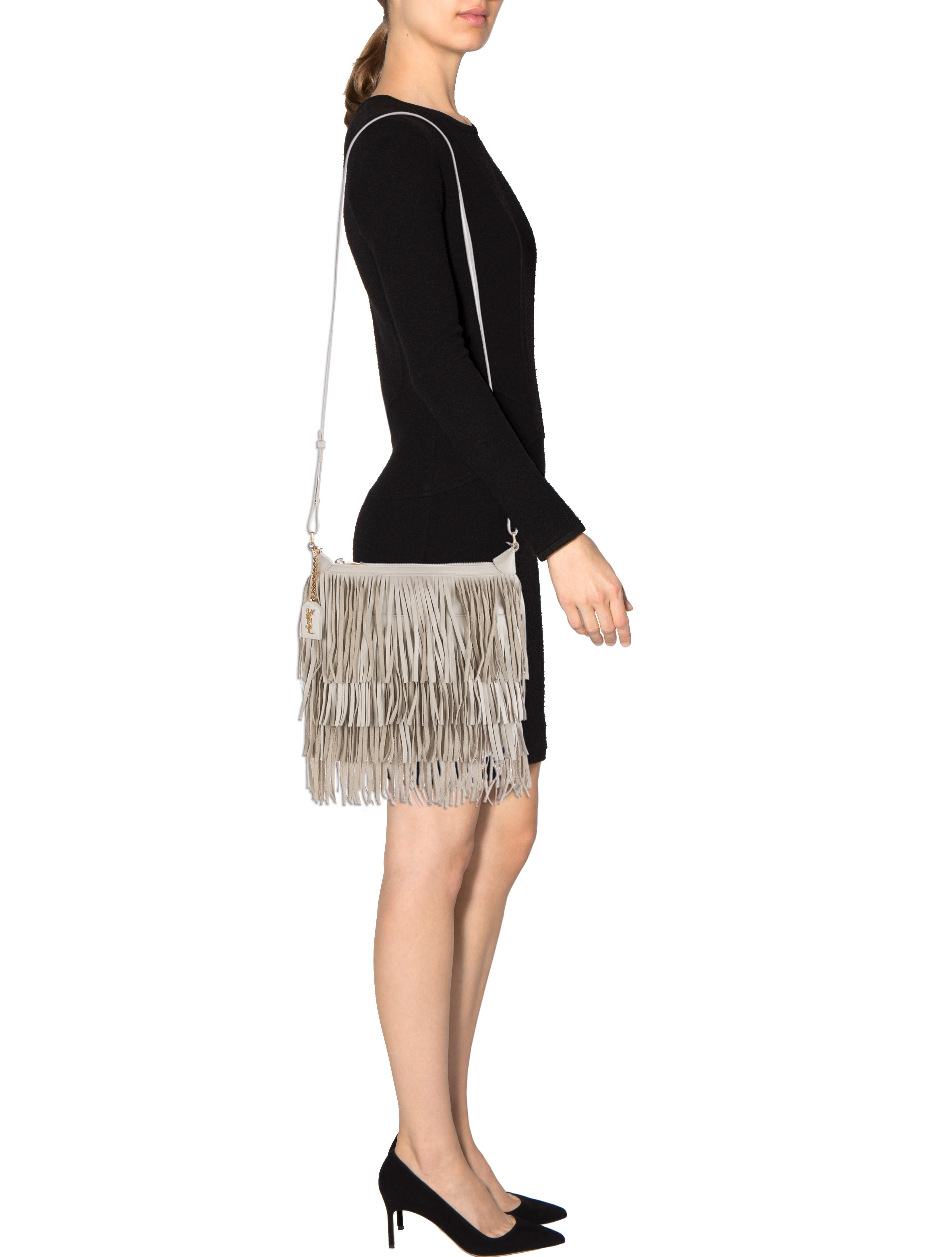Saint Laurent Fringed Crossbody Bag White Satchels, Handbags