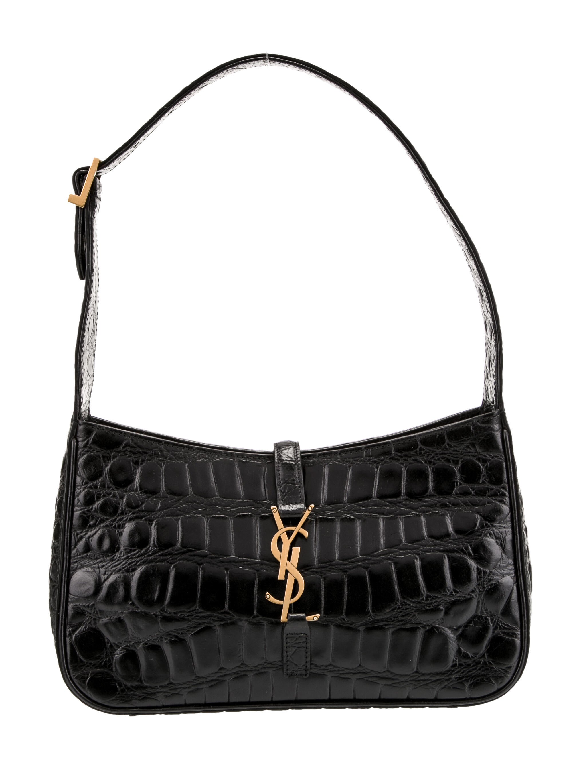 Saint Laurent Embossed Le 5 a 7 Hobo Black Shoulder Bags, Handbags