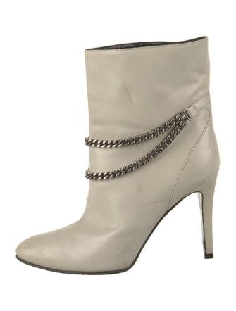 Saint Laurent Leather Chain-Link Accents Boots