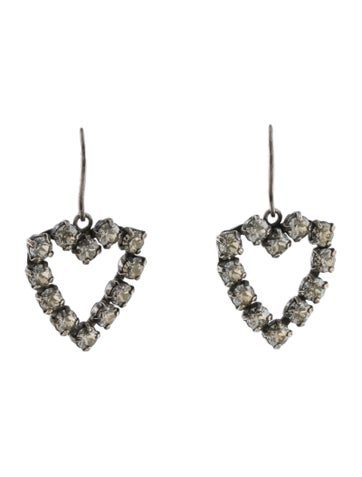 Saint Laurent Drop Crystal Heart Earrings