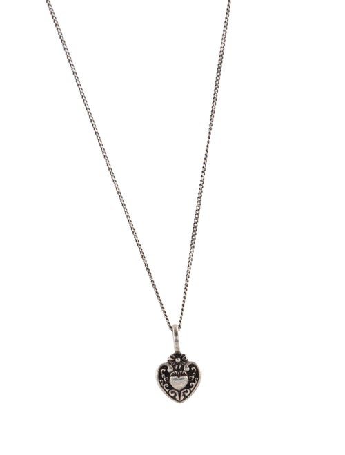 Saint Laurent Victorian Heart Charm Pendant Necklace