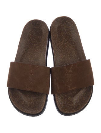 Saint Laurent Suede Embroidered Accent Slides