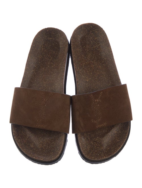 Saint Laurent Suede Embroidered Accent Slides